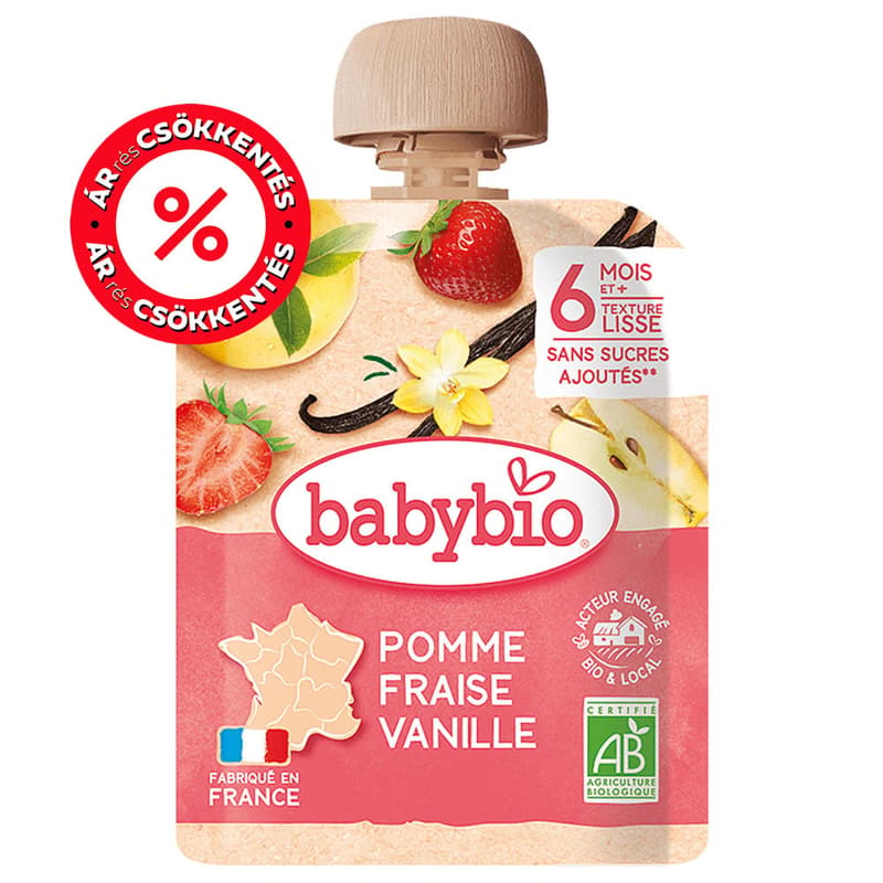Babybio Apple Strawberry Vanilla pouch 90g 6m+
