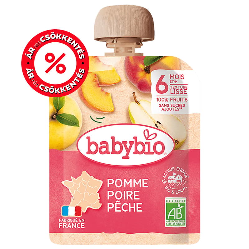 Babybio Apple Pear Peach pouch 90g 6m+