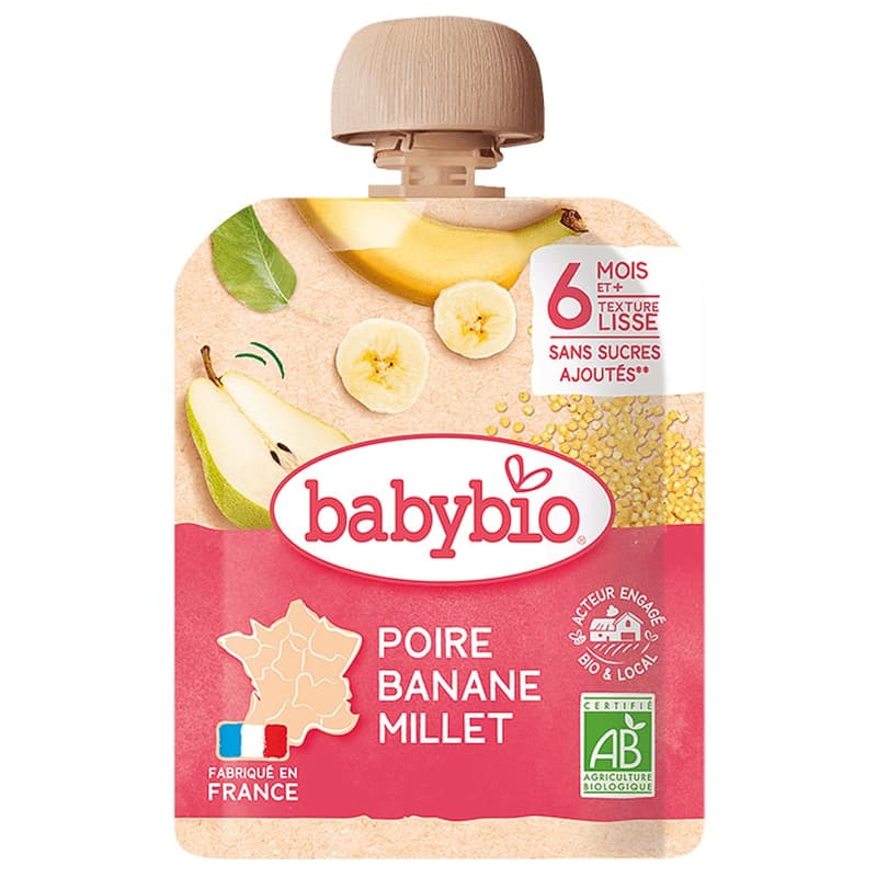 Babybio Pear Banana Millet pouch 90g 6m+
