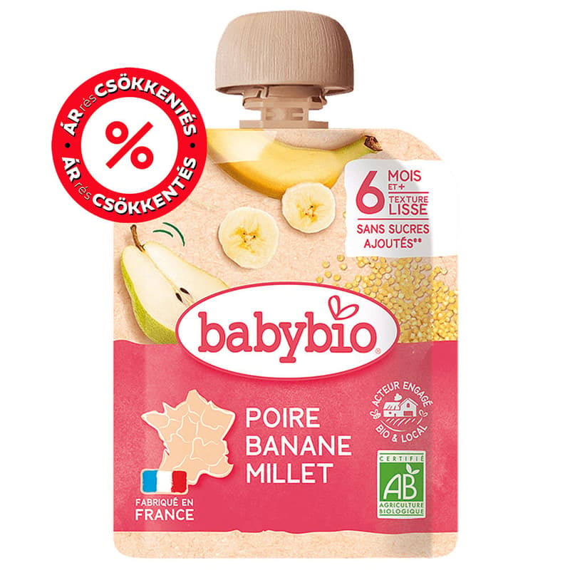 Babybio Pear Banana Millet pouch 90g 6m+