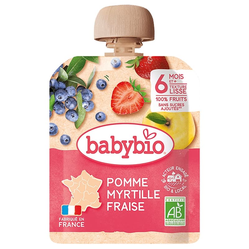 Babybio Apple Blueberry Strawberry pouch 90g 6m+