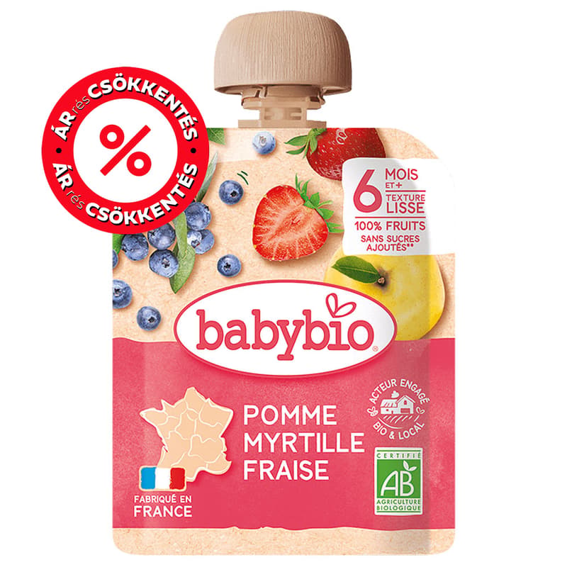 Babybio Apple Blueberry Strawberry pouch 90g 6m+