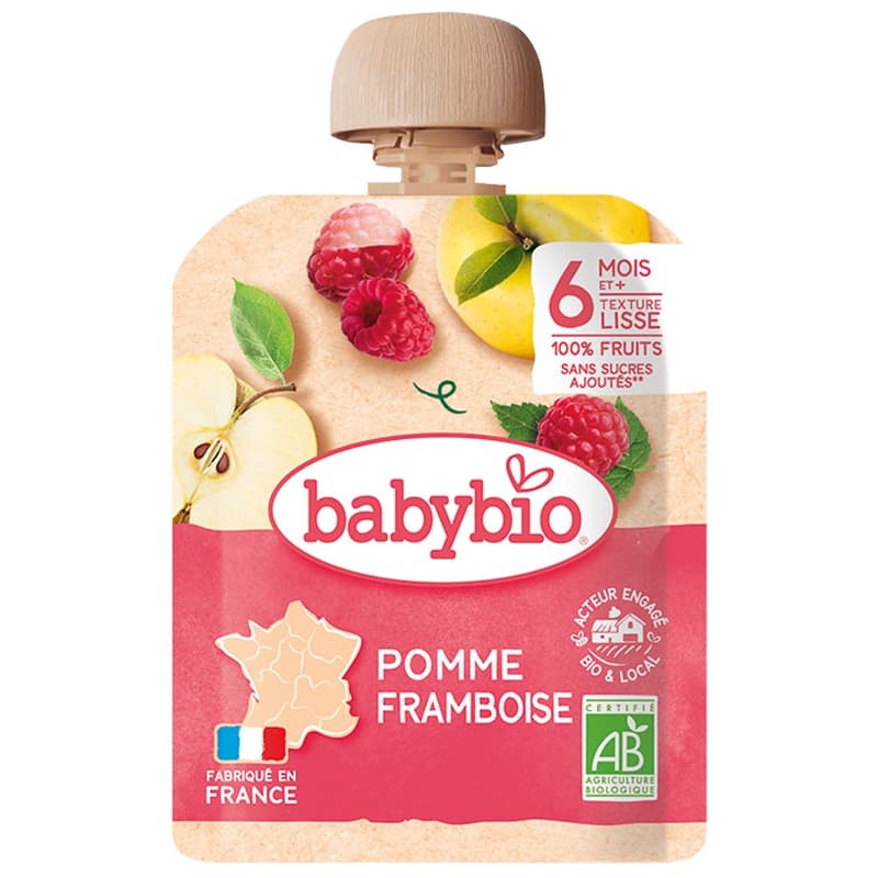 Babybio Apple Raspberry pouch 90g 6m+