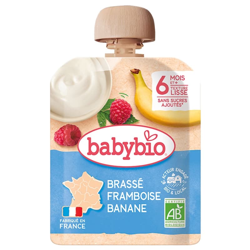 BabyBio Brassé Cow's milk Raspberry Banana Pouch 85g 6m+