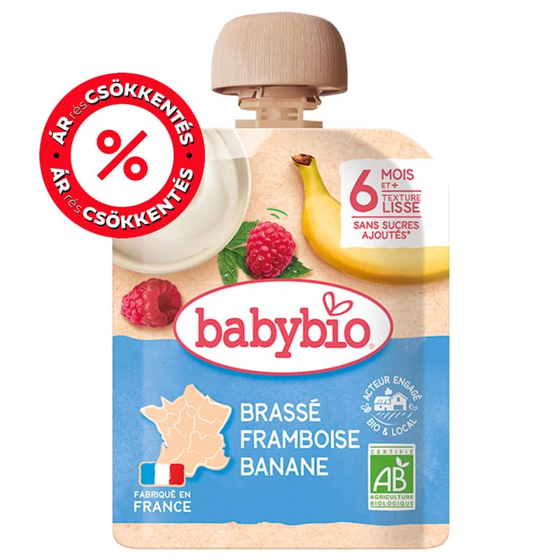 BabyBio Brassé Cow's milk Raspberry Banana Pouch 85g 6m+