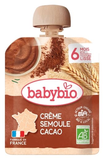 Babybio Semolina Cocoa Cream Pouch 85g 6m+