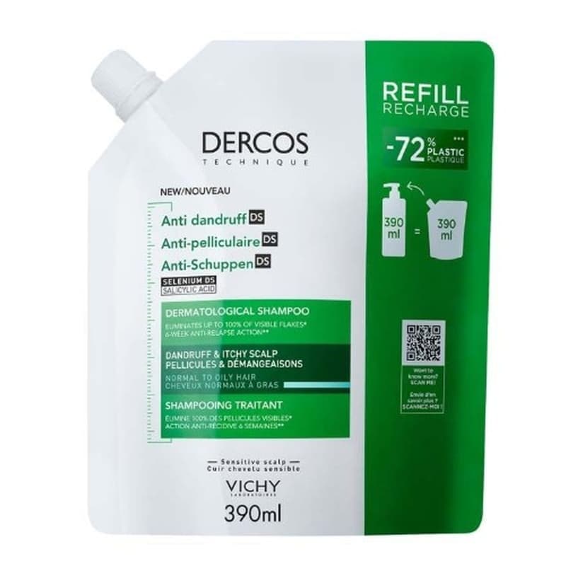Vichy Dercos sampon korpás/zsíros hajra utántöltő 390ml