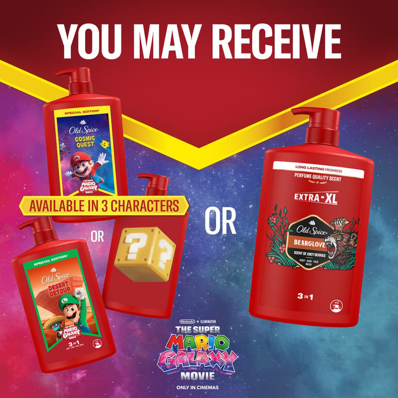 Old Spice Bearglove 3 az 1-ben Tusfürdő és Sampon, Super Mario Edition, 1000 ml