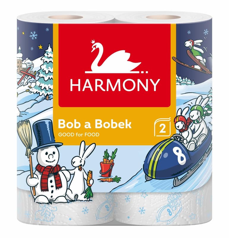 HARMONY KITCHEN ROLL GOODFORFOOD WINTER BOB&BOBEK 2x19m, 2PLY