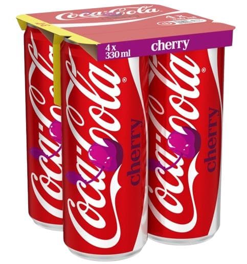 Coca-Cola Cherry Cola-Flavored Carbonated Soft Drink with Cherry Flavoring 4 x 330 ml
