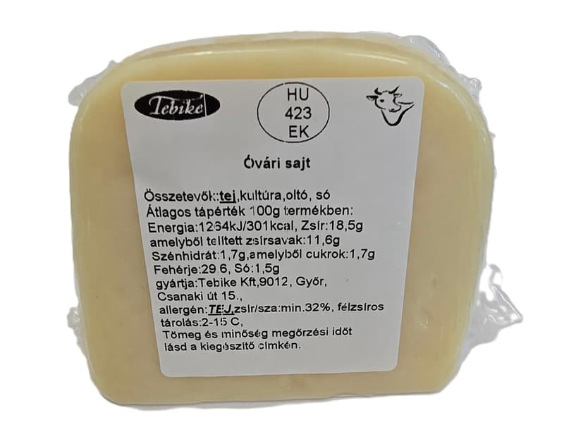 Tebike Óvári cheese, sliced