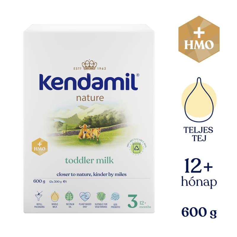 Kendamil NATURE BOX 3 HMO+ tehéntej alapú ital kisgyermekek részére 12 hónapos kortól (600 g)