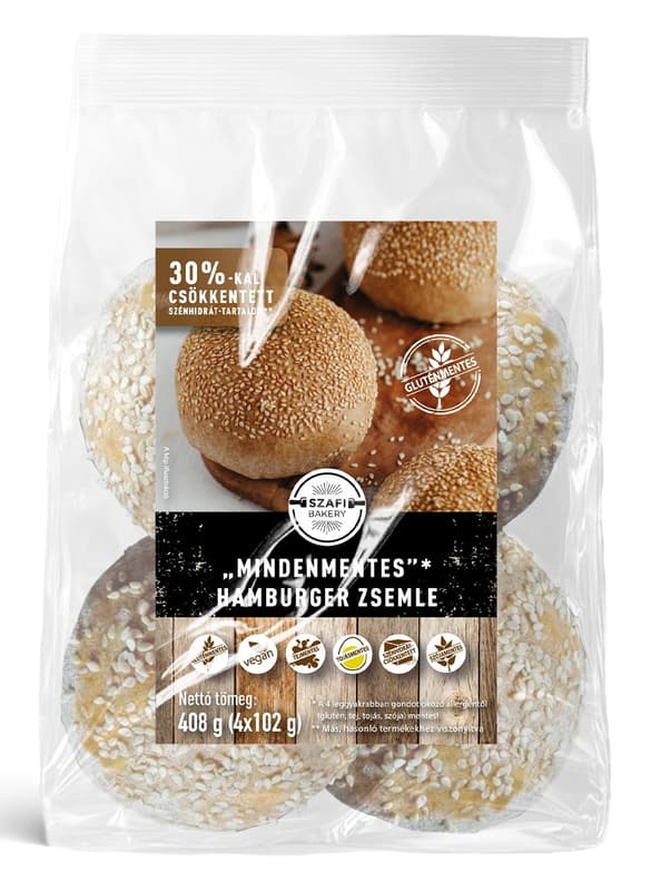 Szafi Bakery Reduced-Carbohydrate Hamburger Buns 4x102g (gluten-free)