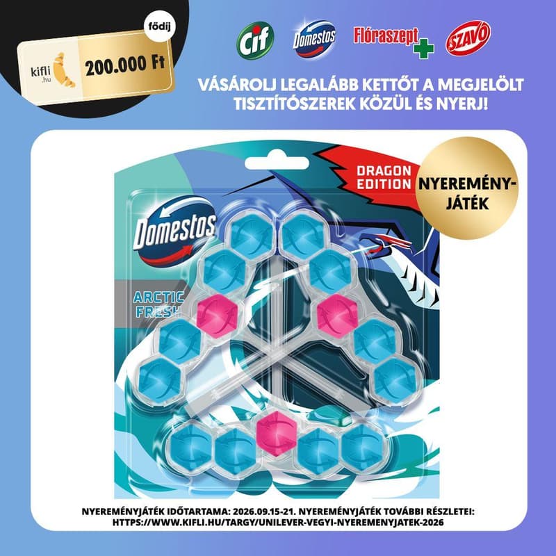 DOMESTOS Power5 WC freshener block, Arctic fresh, 3x50g