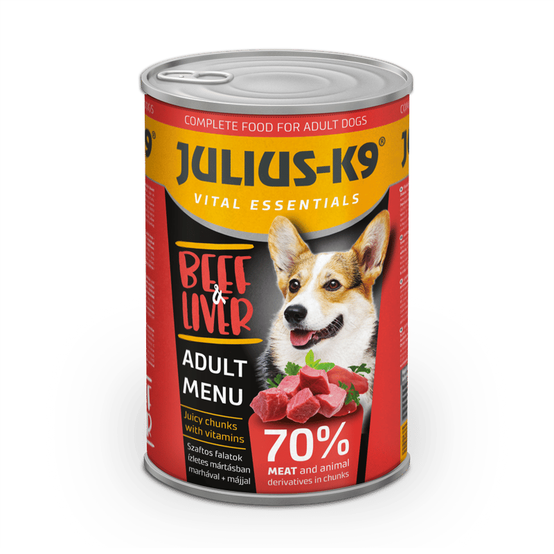 Julius-K9 complete wet food for dogs, beef and liver