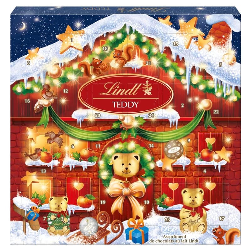Lindt Tejcsokoládé figurát és töltött tejcsokoládét tartalmazó adventi kalendárium