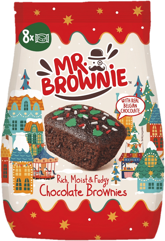 Mr. Brownie Winter edition brownies with belgian chocolate and sugar decorations