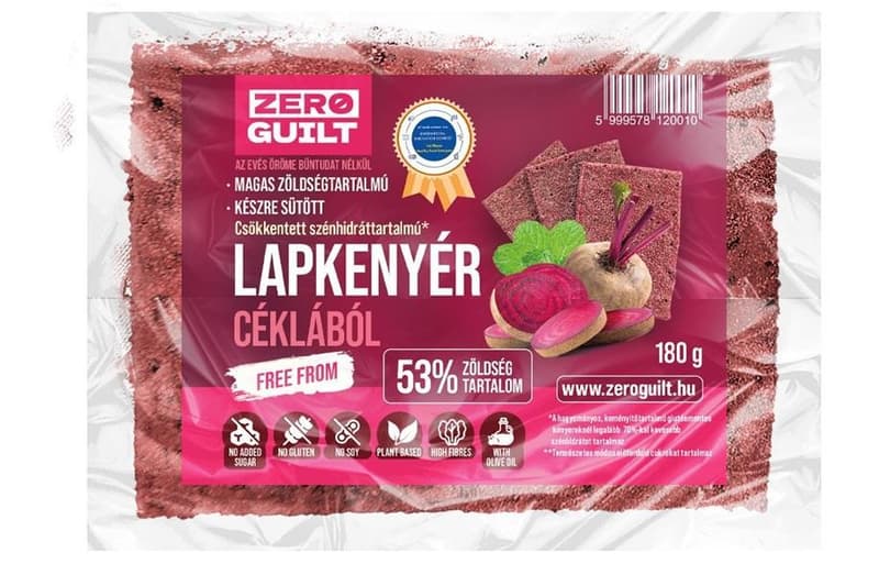 High vegetable content, ready-baked, frozen flatbread with beetroot