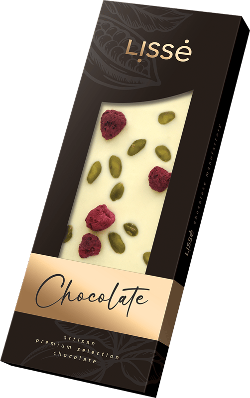 Lissé White Chocolate Bar Pistachio, Raspberry with No Added Sugar