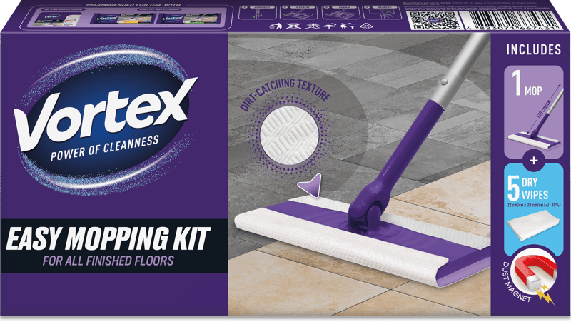 VORTEX KIT Multi Surface Floor Cleaner (mop+5 dry)