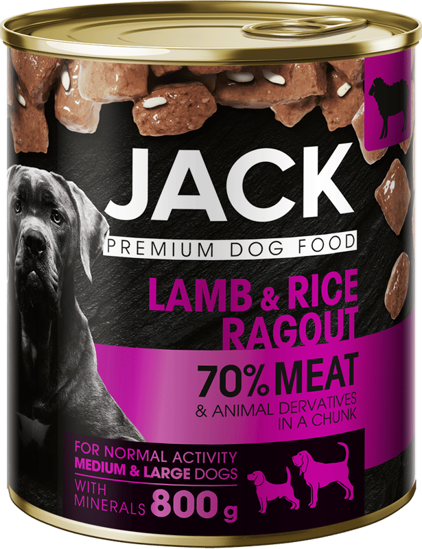 Jack canned ragout dog food lamb-rice 800g