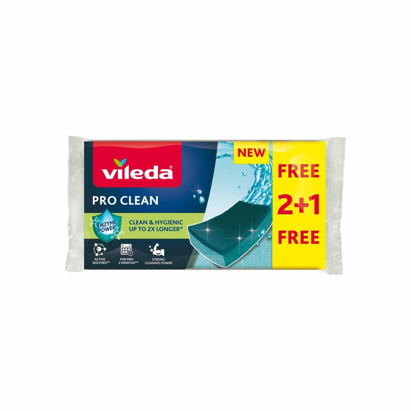 Vileda Pro Clean midfoam scourer 2+1x