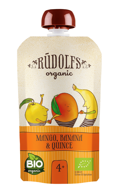 RUDOLFS ORGANIC Bio mangó, banán és birsalma 4 hónapos kortól