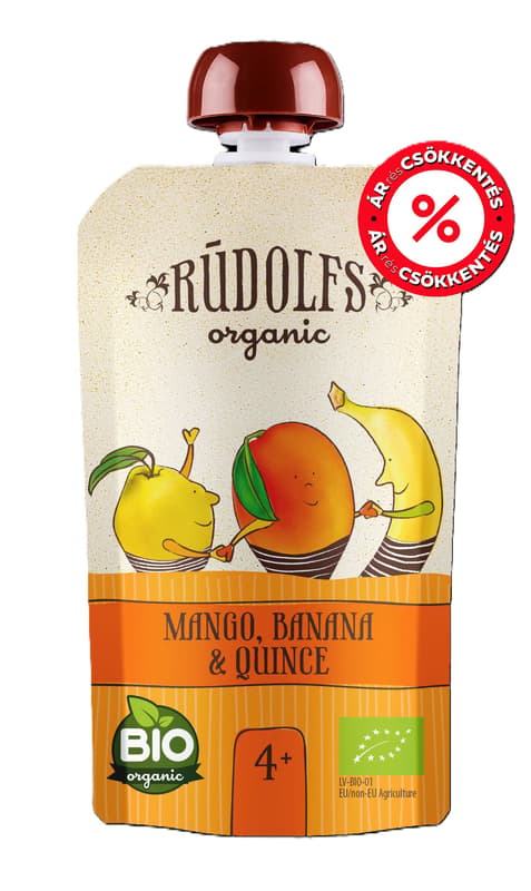 RUDOLFS ORGANIC Bio mangó, banán és birsalma 4 hónapos kortól