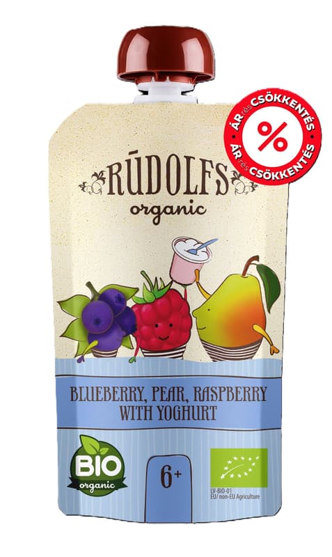 Rudolfs-Bio blueberry, pear, raspberry with yoghurt 6 snow/110 g