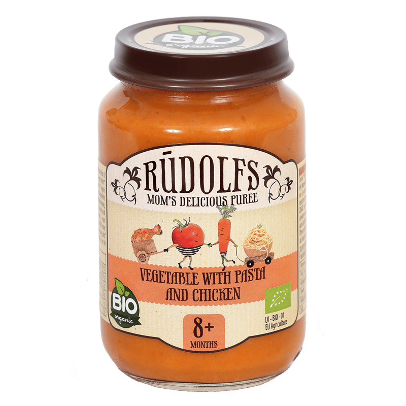 Rudolfs-Bio vegetable puree with pasta and chicken 8 months/190 g
