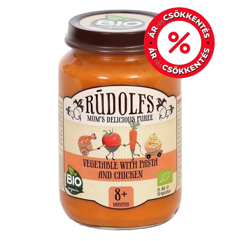 Rudolfs-Bio vegetable puree with pasta and chicken 8 months/190 g