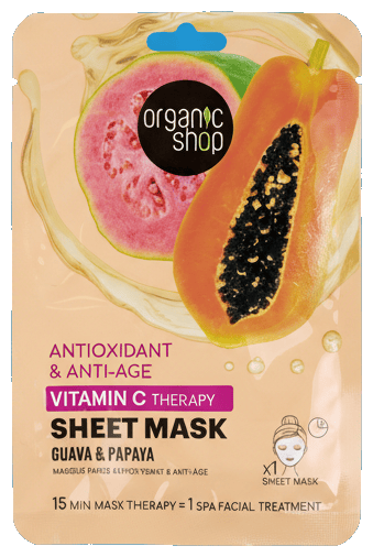 Organic Shop Vitamin C Therapy Sheet Mask. Guava & Papaya, 1 pc