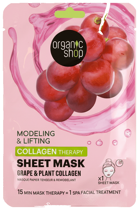 Organic Shop Collagen Boost Sheet Mask. Grape & Plant collagen, 1 pc