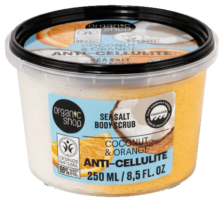 Organic Shop Anti-Cellulite Sea Salt Body Scrub. Coconut & Orange, 250 ml