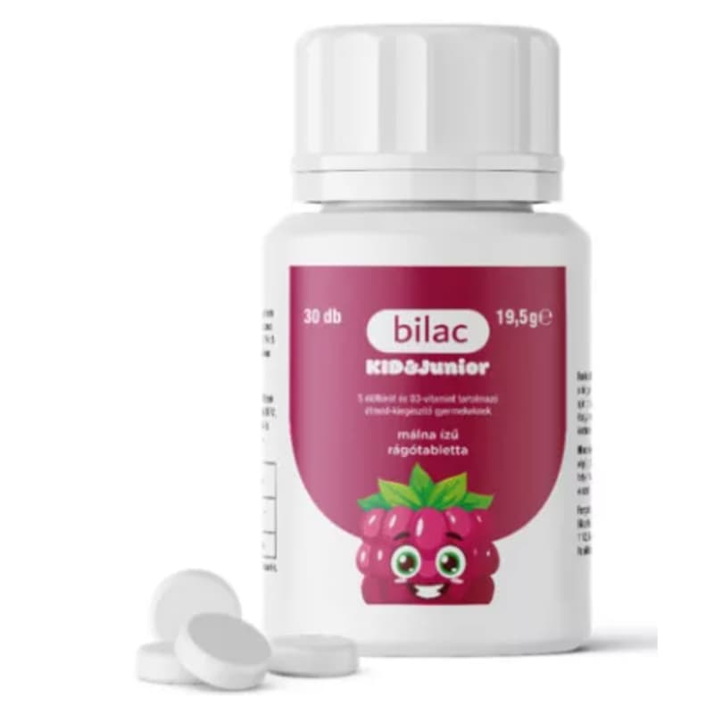 Bilac Kid/Junior élőflórás rágótabletta málna 30 db