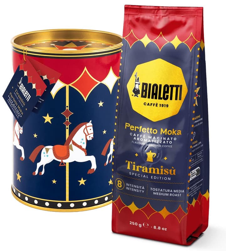 Bialetti Perfetto Moka Tiramisu őrölt kávé fémdobozban