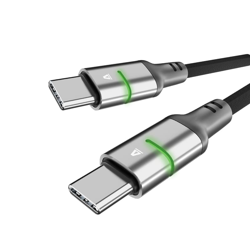 AVAX CB632 STEELY LED 60W USB-C gyorstöltő kábel, fonott, 1m, fekete