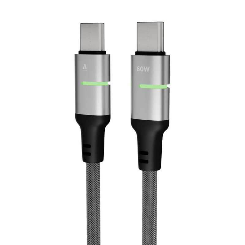 AVAX CB632 STEELY LED 60W USB-C gyorstöltő kábel, fonott, 1m, fekete