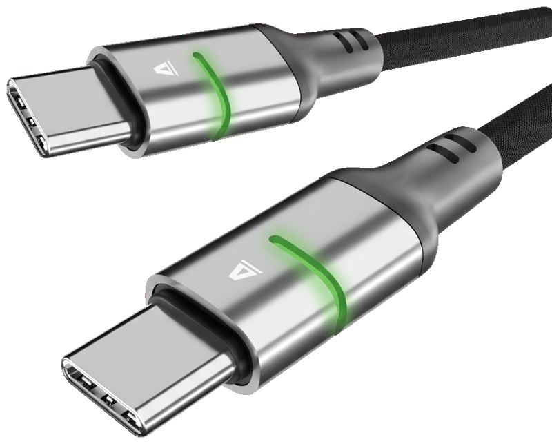 AVAX CB632 STEELY LED 60W USB-C gyorstöltő kábel, fonott, 1m, fekete