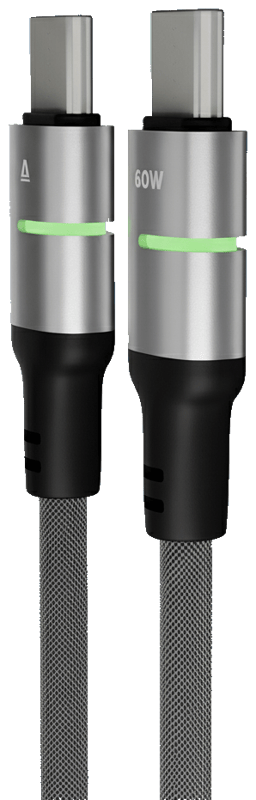 AVAX CB632 STEELY LED 60W USB-C gyorstöltő kábel, fonott, 1m, fekete