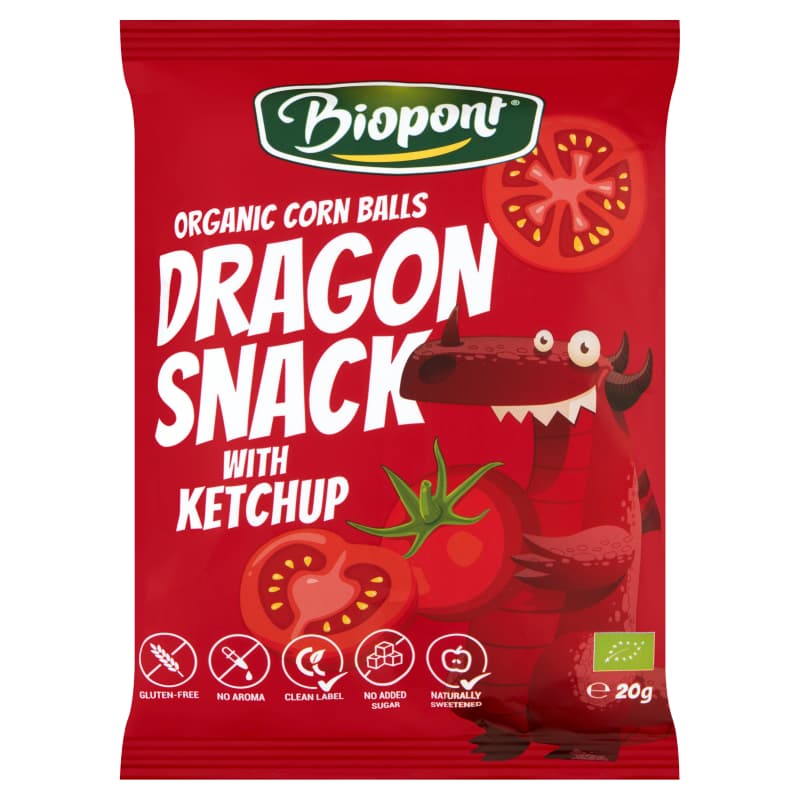 Dragon snack, Extrudált kukorica ketchupos BIO