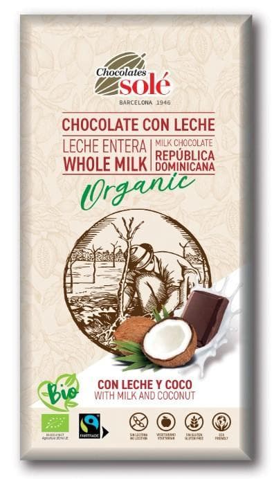 Chocolates Solé BIO kókuszos tejcsokoládé