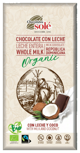 Chocolates Solé BIO kókuszos tejcsokoládé