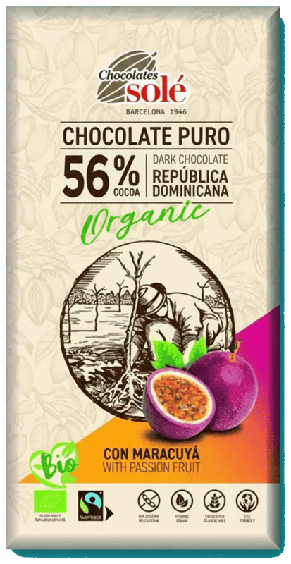 Chocolates Solé 56% BIO étcsokoládé maracujával