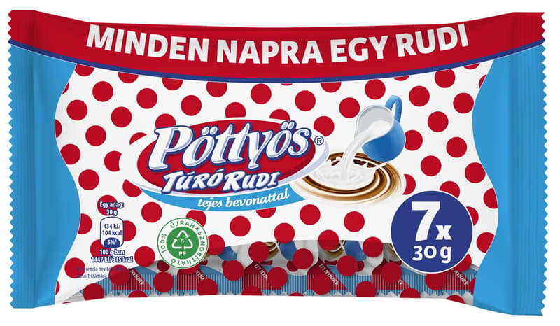 Pöttyös Túró Rudi natural curd dessert with milk coating (7×30G)