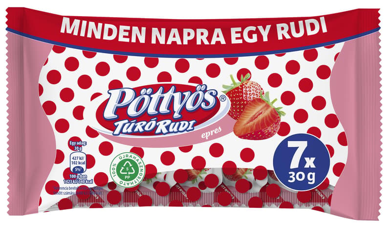Pöttyös Túró Rudi strawberry curd dessert (7×30G)