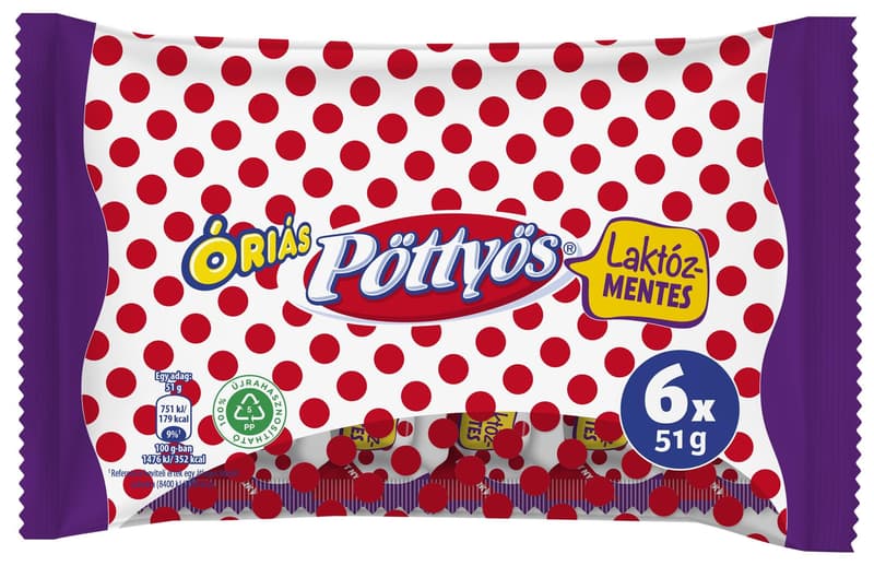 Pöttyös Túró Rudi lactose-free natural curd dessert with cocoa coating (6×51G)