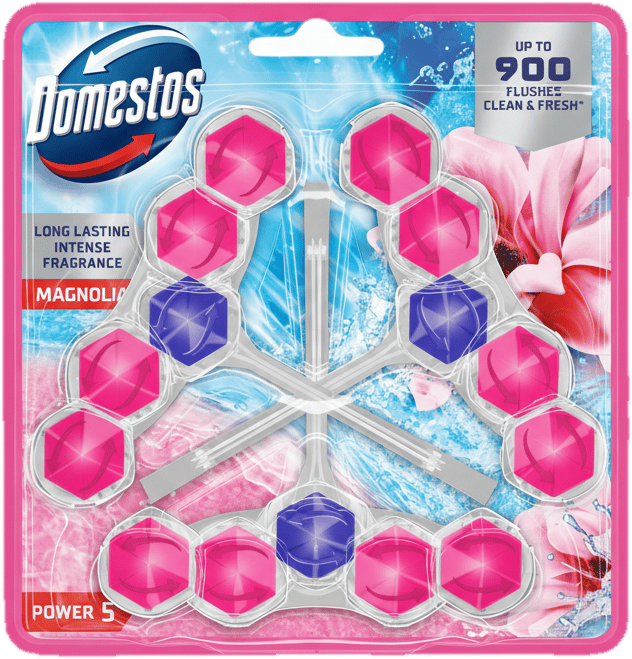 Domestos Power 5 Magnolia Toilet Refreshing Block 3 x 50 g