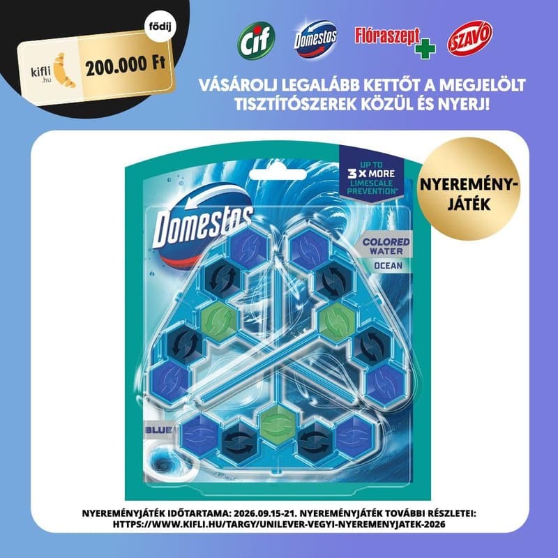 Domestos Blue Water Ocean Toilet Refreshing Block 3 x 48 g