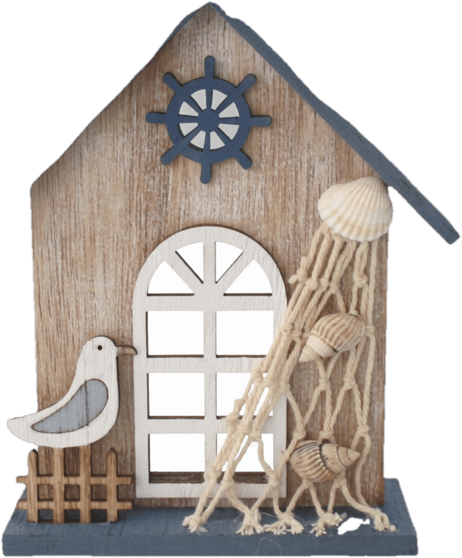 Wooden house decoration sea 14x16 cm
